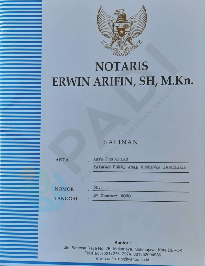 Akta Notaris Erwin Arifin, SH., M.Kn. No. 38 Tgl. 24 Januari 2020